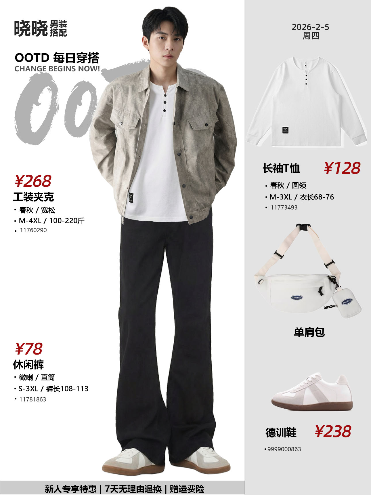 工装风 · 做旧夹克+长袖T恤